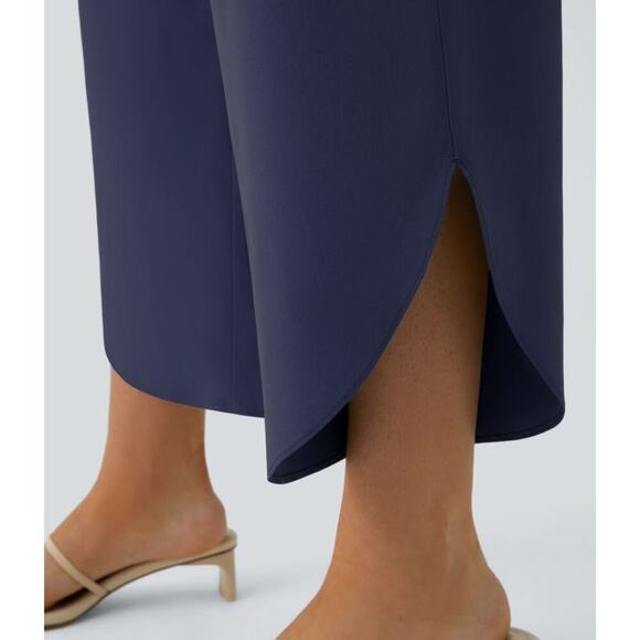 Halara Breezeful High Waisted Crossover Resort Pants Navy Blue Size Medium NEW - Picture 6 of 16